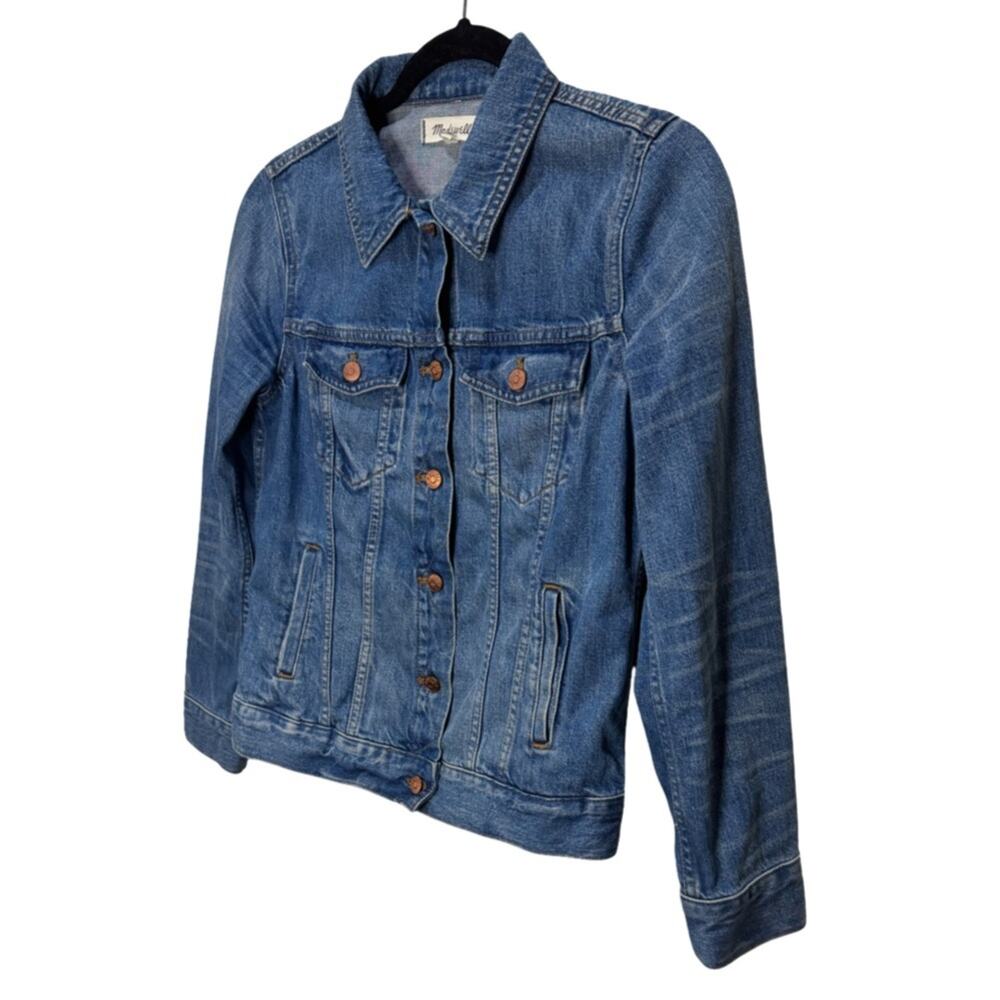Madewell Blue Distressed Cotton Denim Jacket M - Picture 5 of 8